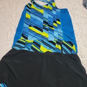 Zoot running outfit.  Small tank Large skirt.  Black and Blue with Yellow marks